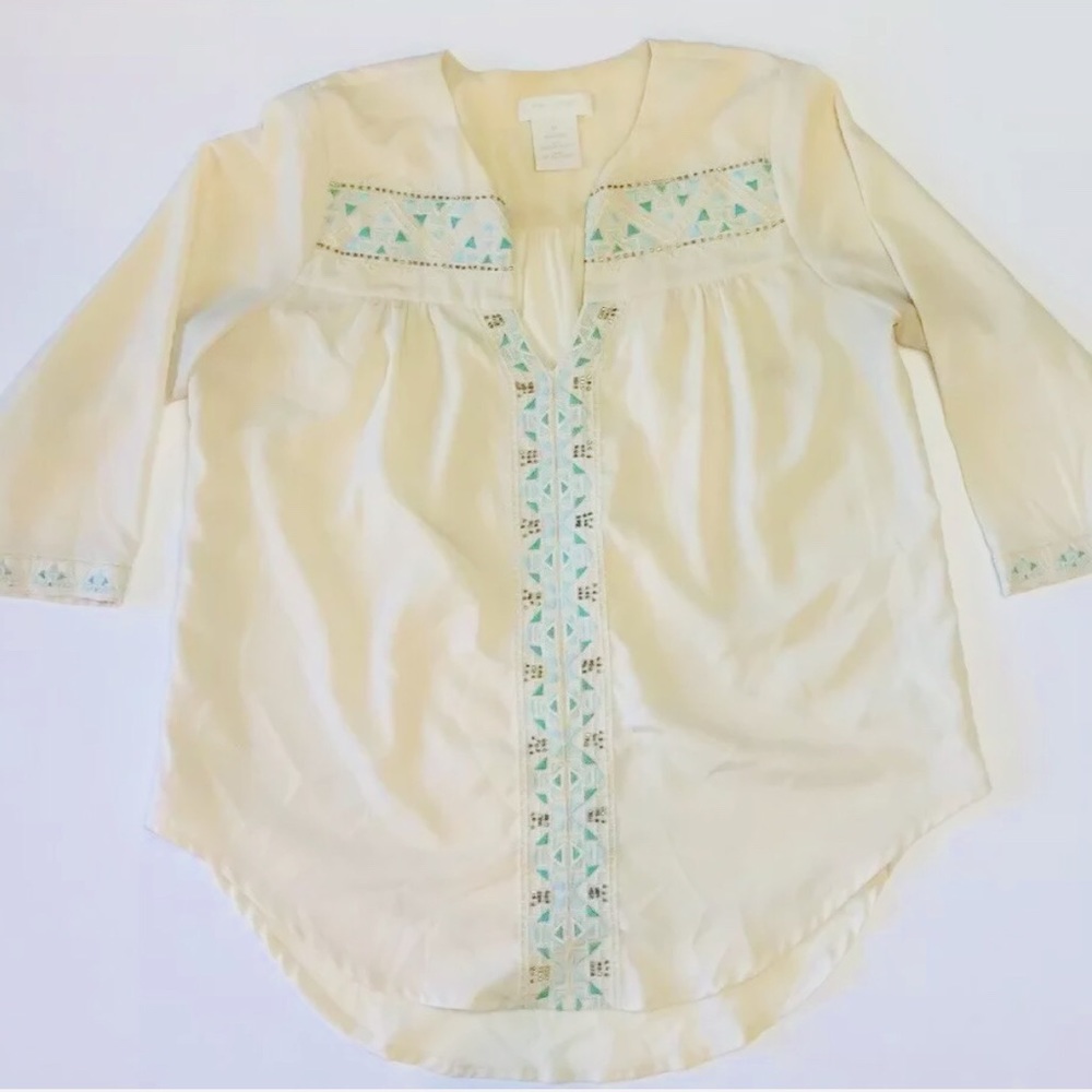 MM COUTURE by MISS ME Cream HiLow Aztec Tunic Top